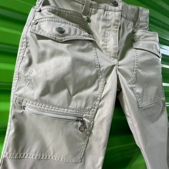 Daily Sports XDS Khaki Cropped Cargo Pants Womens 6 Tan Capri Utility Ankle Zip - Picture 5 of 16